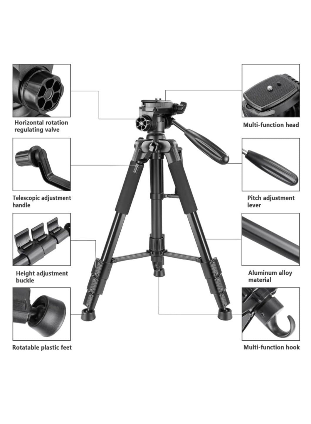 NP-3180S Extendable 360 Rotation Tilt Handle Carbon Fiber Camera Tripod Phone Outdoor Live Selfie Camera Phone Floor , S