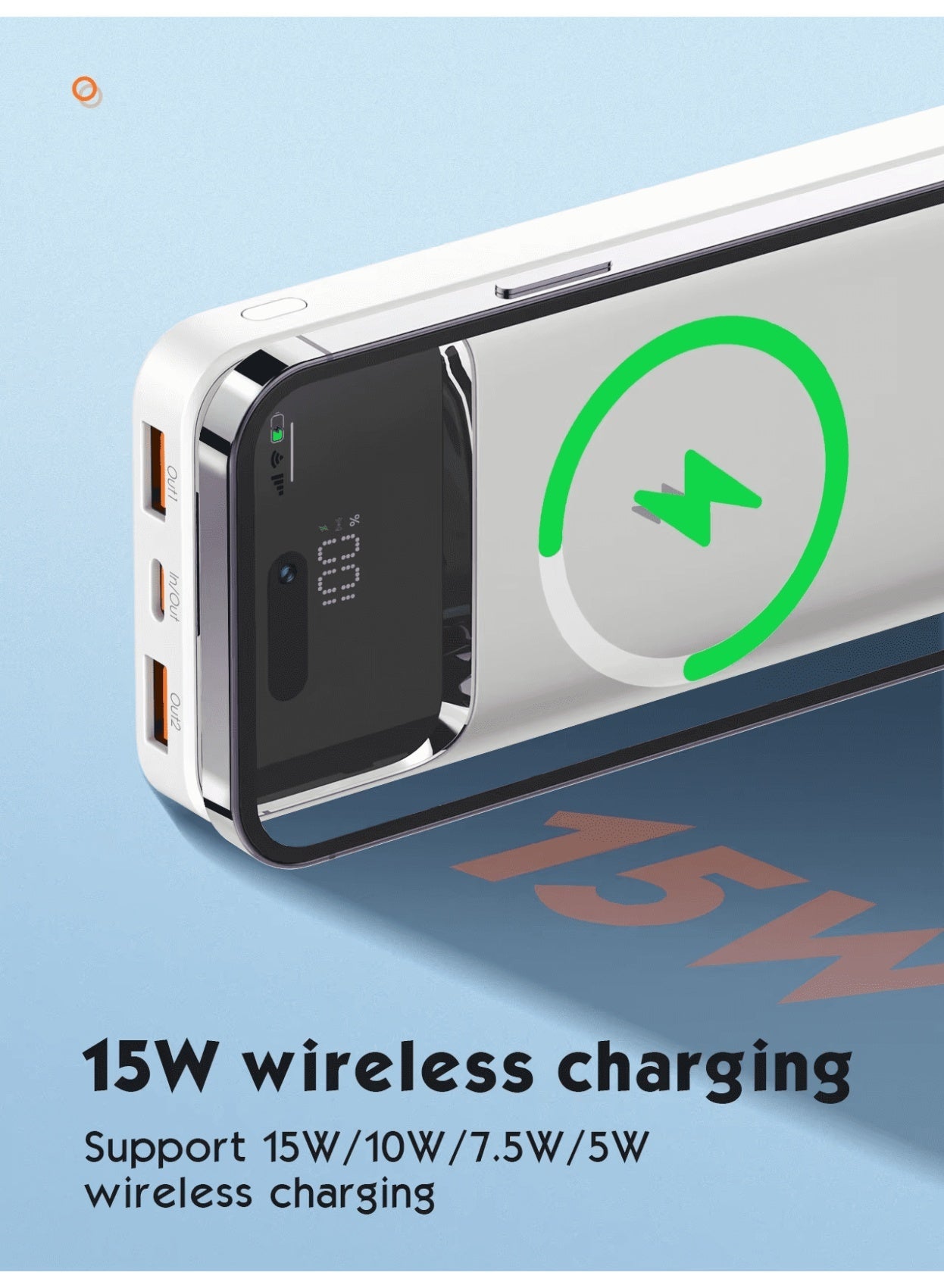 PQ12 10000mAh Magnetic Wireless Power Bank with 15W Wireless Charging, 22.5W Fast Charging Portable Battery Pack, USB-C 