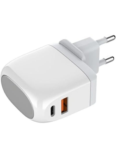 A2522C Super Fast Wall Charger 30W with Dual Ports (USB + Type-C), PD & QC 3.0 Quick Charge Technology, LED Power Displa