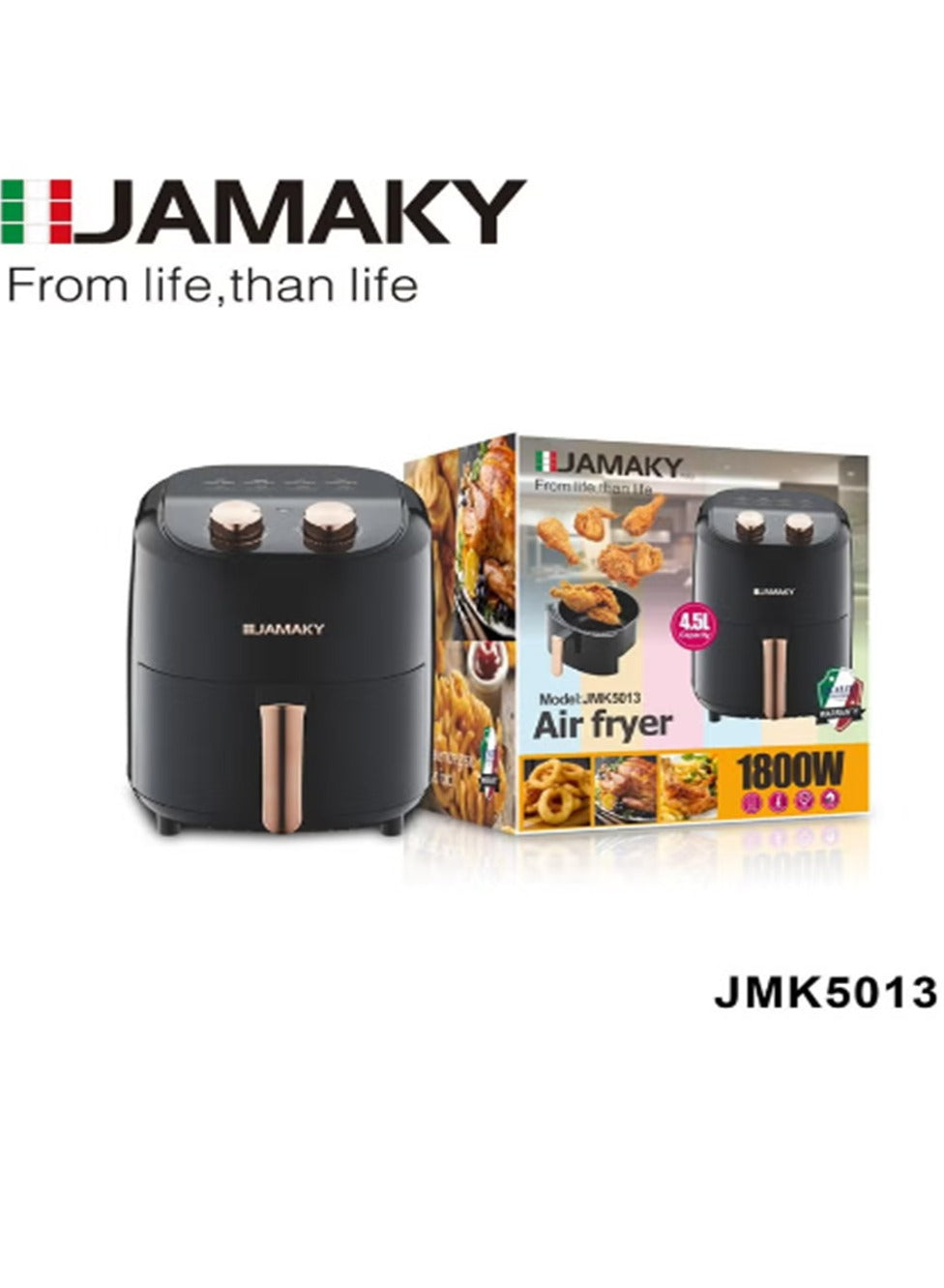 JAMAKY Italy Air fryer 1800 watts 4.5 liters from Jamaky JMK 5013 Italian