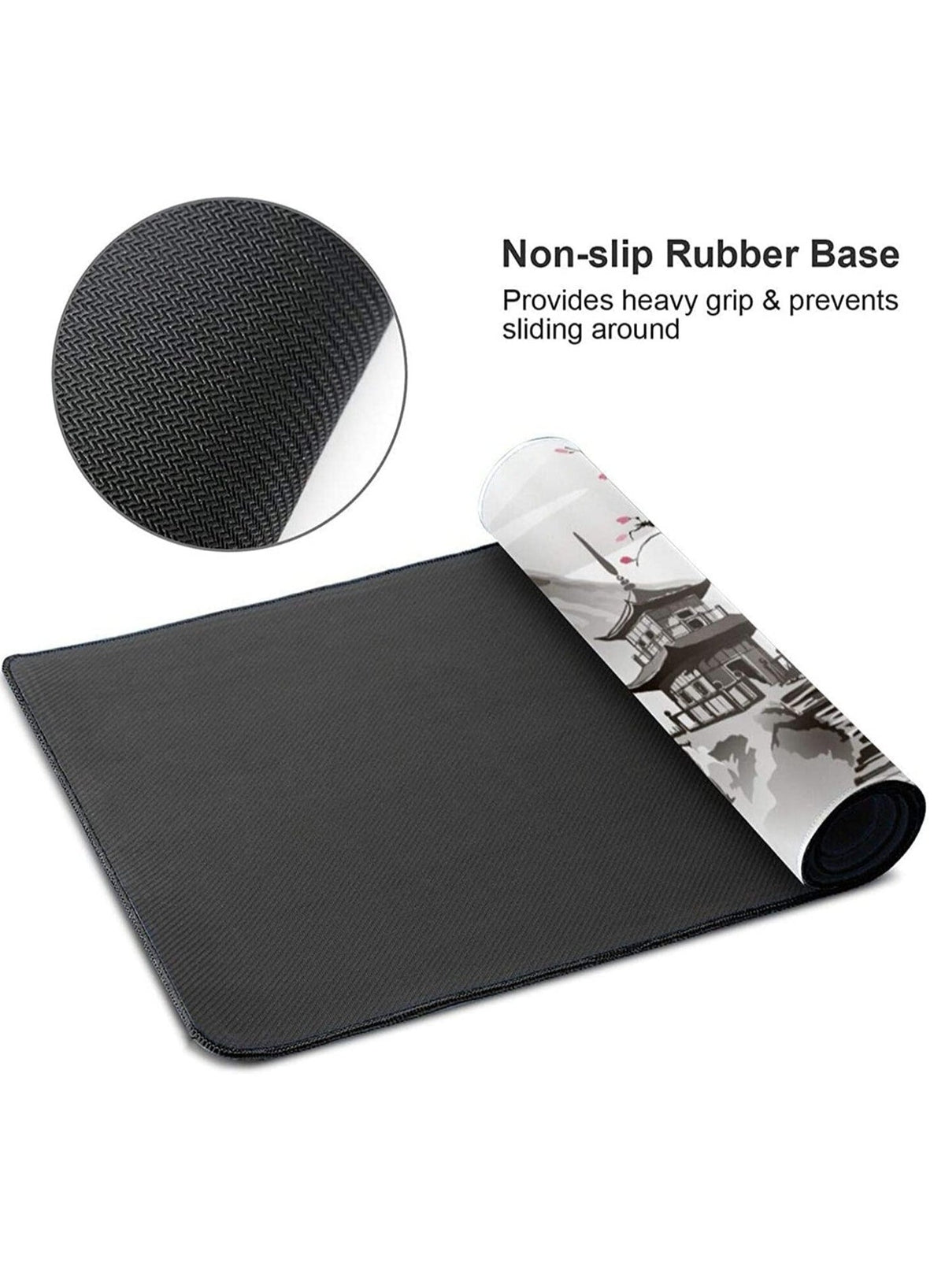 Mousepad Custom New Computer Desktop Office Mat Laptop Soft Natural Rubber Mouse Pads Japanese Temple and Cherry Blossom