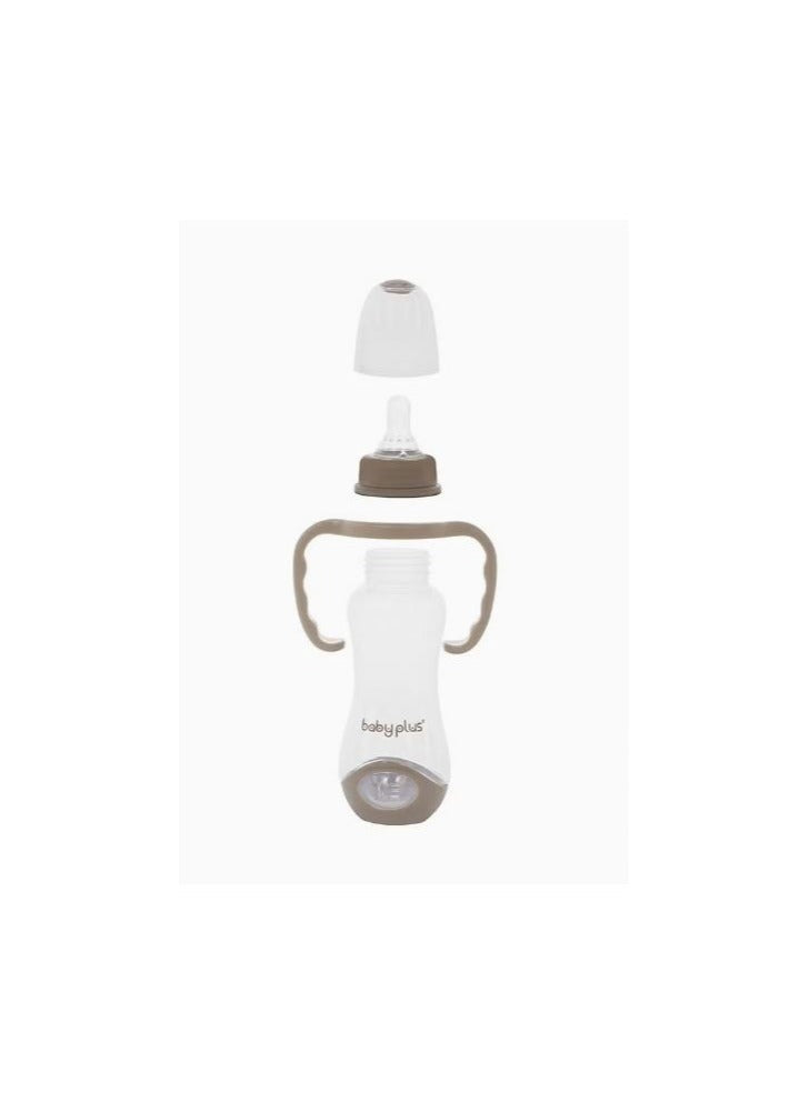 BABY PLUS Baby Feeding Bottle With Innovative Valve Design And Unique Shape 225 ml - Brown