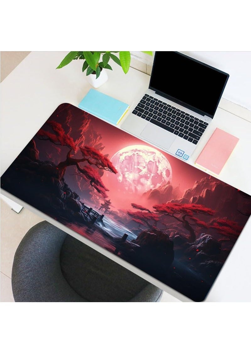 Landscape Red Moon Map Large Mouse Pad Computer Keyboard Pad Mouse Mat Desk Mats Anti-Slip Office Mouse Pad Desk Accesso