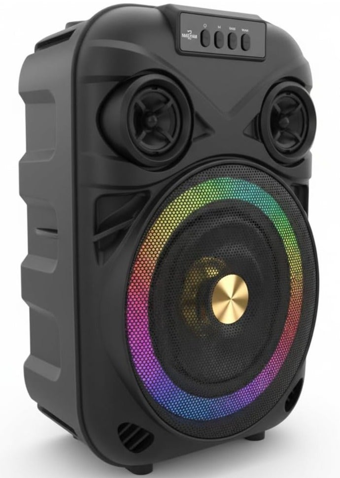 GT-663 Portable Bluetooth Speaker, 6.5-Inch Wireless Party Speaker, 5W Powerful Sound, RGB LED Lights, 800mAh Rechargeab