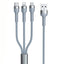 rc-124th 3 in 1 charging cable for micro, type c and micro with 3.1a and 1.2 m length set of 2 pieces - silver