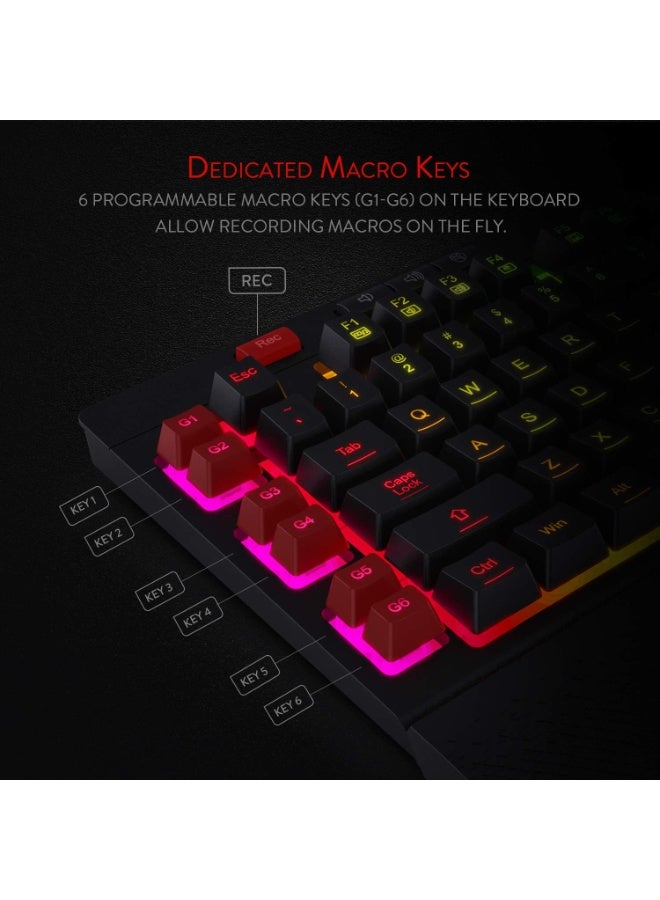 K512-RGB-1 104 Keys Replacement Keycaps Set with Multimedia Keys for Mechanical Keyboard, Premium Black PBT Keycaps for 