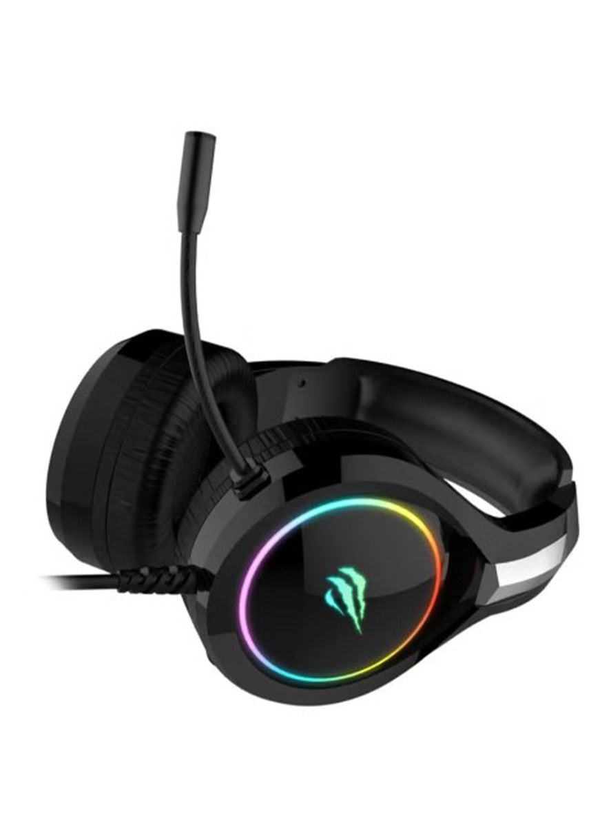 havit Gaming Headphone (RGB) , Model H2232D , 50MM Dynamic unit, Surround Sound Wired (3.5mm audio +1.7 USB) , Headphone With Noise Cancelling Microphone & In-Line Volume Control for pc and lap top , home , office and perssonal use