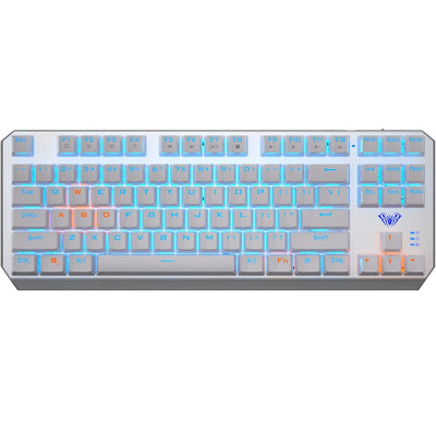 AULA F3087 TKL Mechanical Gaming Keyboard – Blue Switch – Rainbow backlight | White / Silver