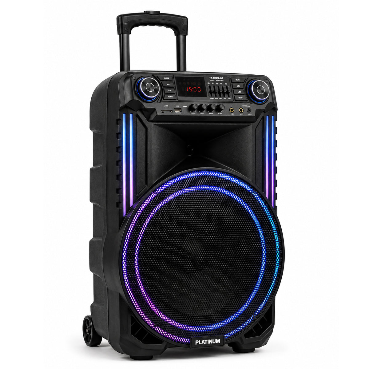 سبيكر حفلات Platinum AH-15000 مقاس 15 إنش قوة 40W RMS إضاءة ديسكو LED أسود