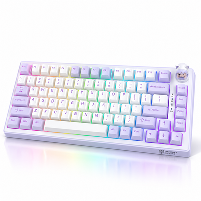 onikuma MT707 Tri-Mode RGB Mechanical Keyboard 81-Key Purple
