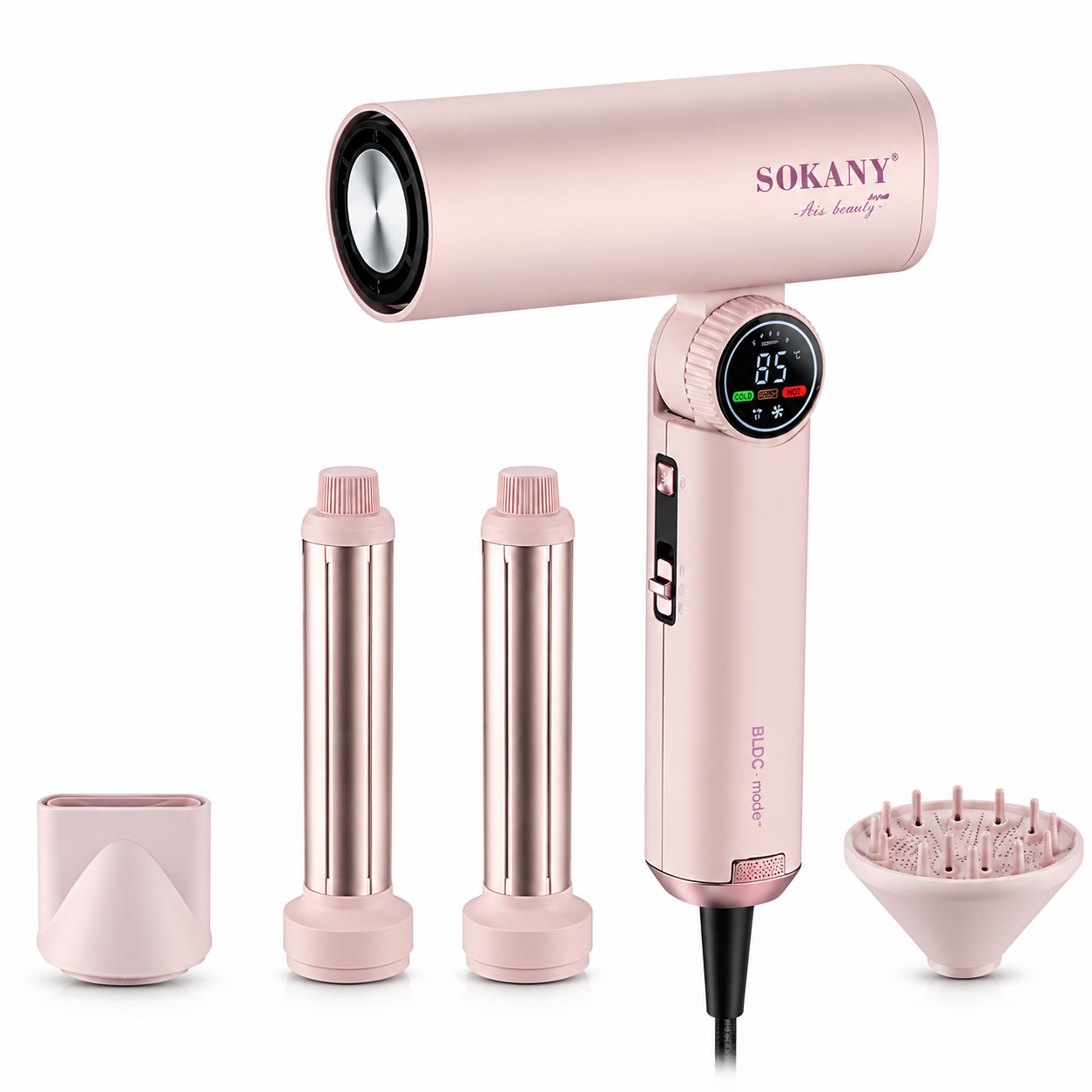 مجموعة تصفيف شعر Sokany ديجيتال 4 في 1 هوائية 2000W موديل SK-14042 وردي