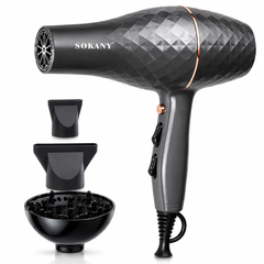 سشوار شعر Sokany احترافي 3300W بمحرك AC وديفيوزر موديل SK-2224 رمادي