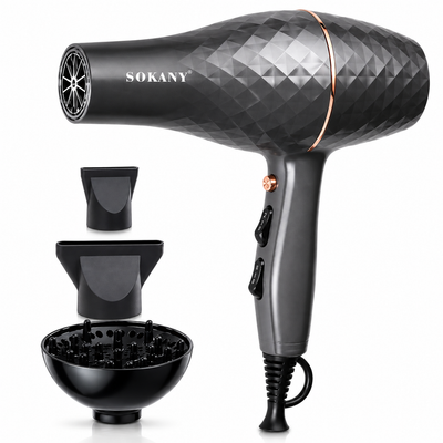 سشوار شعر Sokany احترافي 3300W بمحرك AC وديفيوزر موديل SK-2224 رمادي