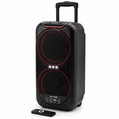سبيكر حفلات Platinum AH-12300 مزدوج 12 إنش قوة 100W RMS إضاءة ديسكو أسود