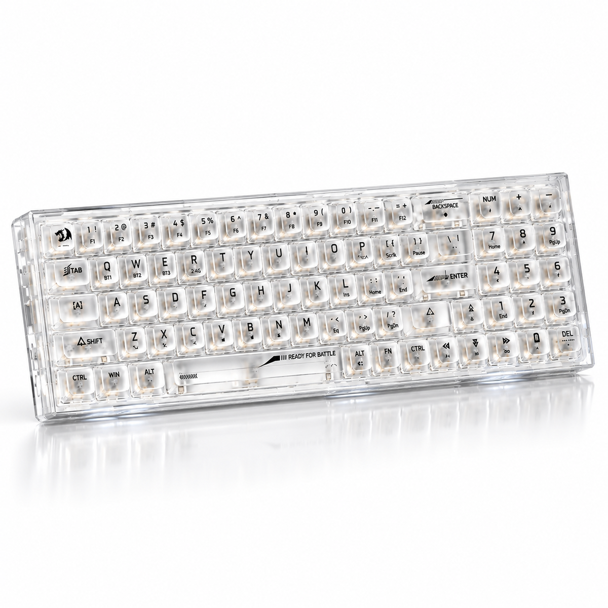 Redragon K628 PRO SE 75% Transparent Wireless Mechanical Gaming Keyboard White