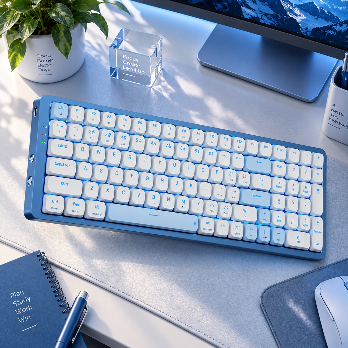 Redragon K684 Low Profile Mechanical Gaming Keyboard Bluetooth 5.0 Numpad White