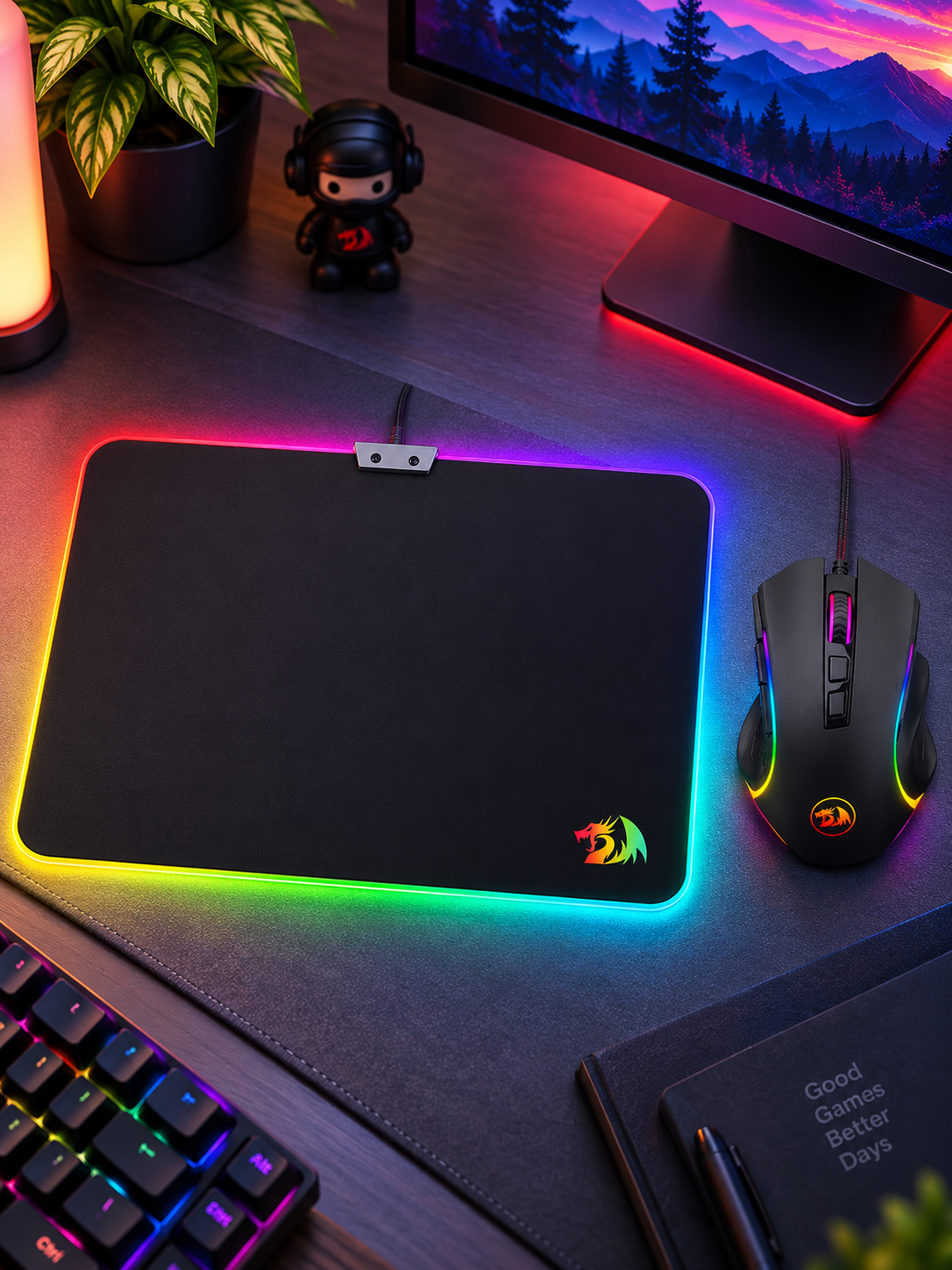 Redragon M602-BA Griffin Gaming Combo 7200 DPI Mouse and Mousepad Black