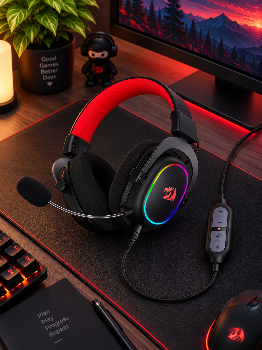 Redragon H510-RGB Zeus X Gaming Headset 7.1 Surround Sound RGB Black