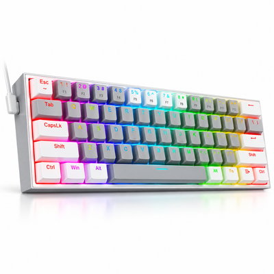 Redragon K616-RGB Fizz Pro 60% Wireless Mechanical Gaming Keyboard White and Grey