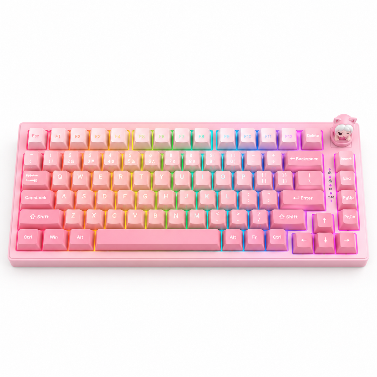 onikuma MT707 Tri-Mode RGB Mechanical Keyboard 81-Key Pink