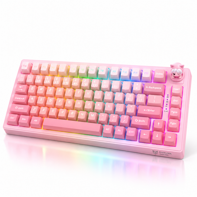 onikuma MT707 Tri-Mode RGB Mechanical Keyboard 81-Key Pink