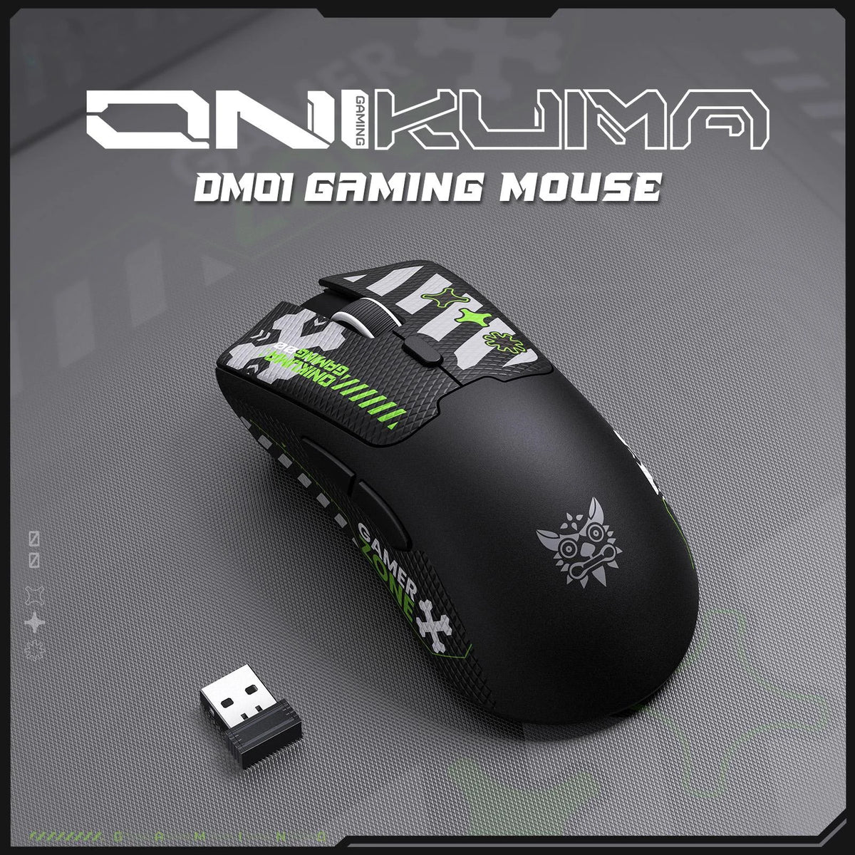 ONIKUMA DM01 Wireless Tri-Mode Gaming Mouse 12800 DPI 50H Battery Black