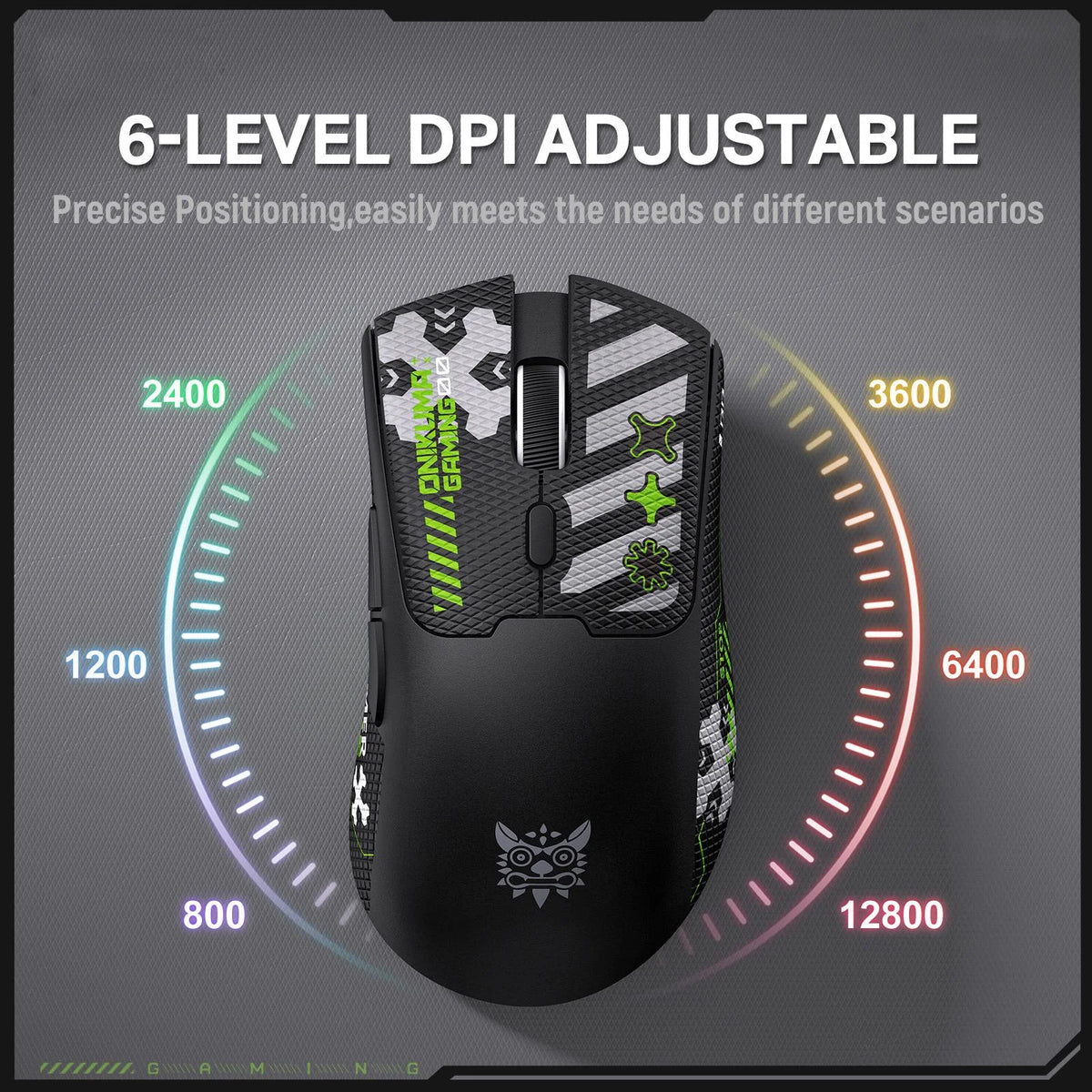 ONIKUMA DM01 Wireless Tri-Mode Gaming Mouse 12800 DPI 50H Battery Black