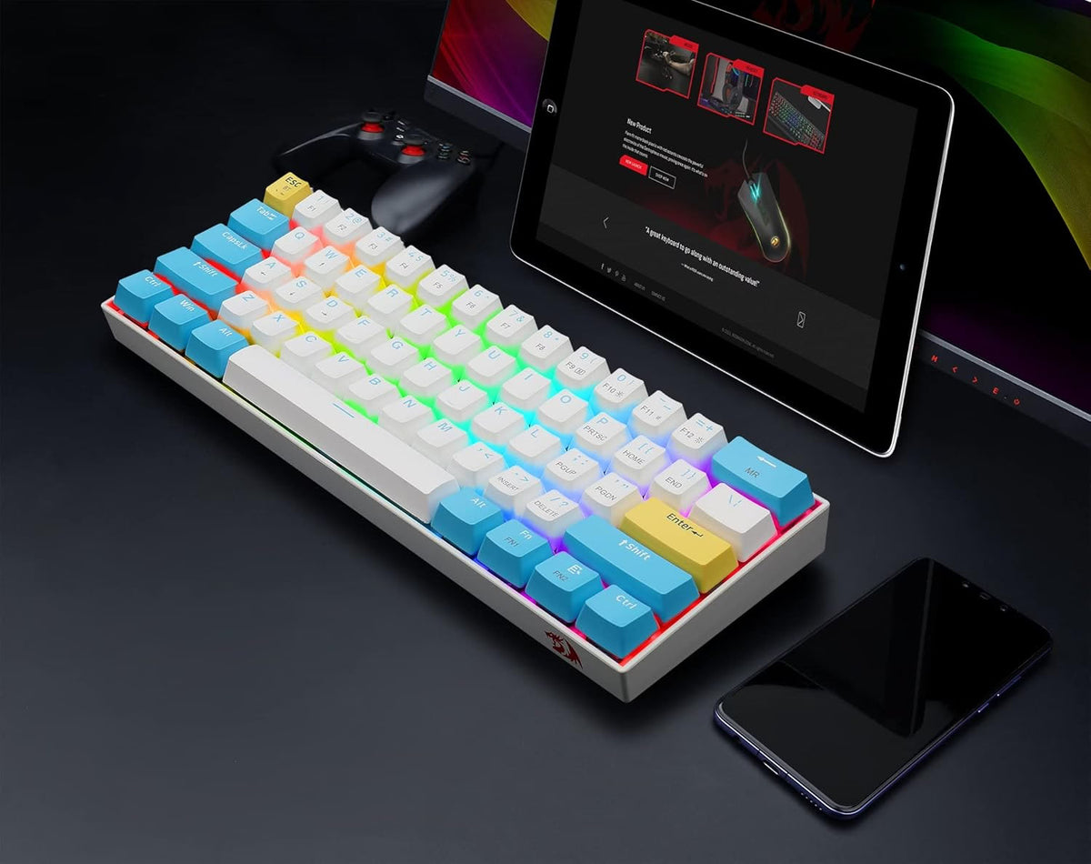 Redragon K530W RGB PRO 60% Wireless Mechanical Gaming Keyboard White and Blue