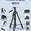 Multifunctional Professional Aluminum Tripod Stand KP-2294 with 3 Way Pan Head, Quick Release Plate & Carry Bag , Lightweight, Adjustable & Universal for DSLR, Mobile & Action Cameras - Black
