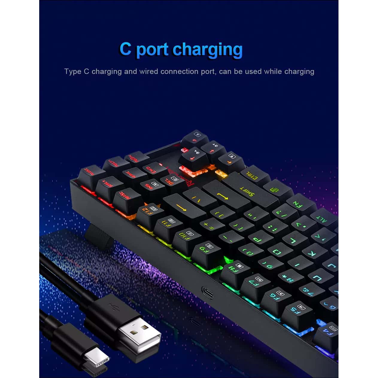 REDRAGON K552 KUMARA PRO RGB Wireless Gaming Mechanical Keyboard, Blue Switches (Black)