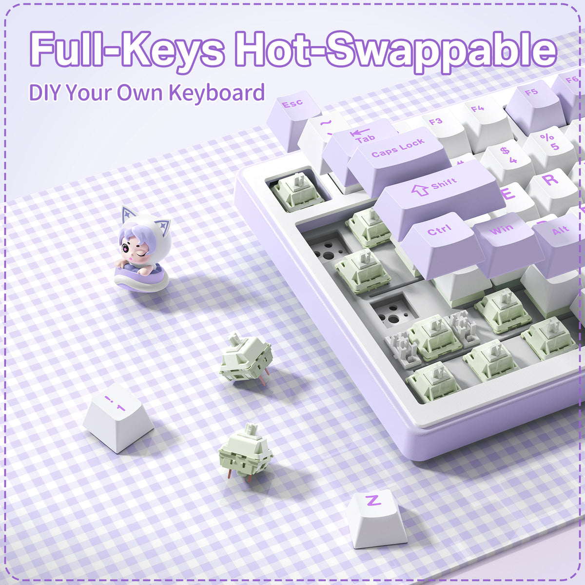 onikuma MT707 Tri-Mode RGB Mechanical Keyboard 81-Key Purple
