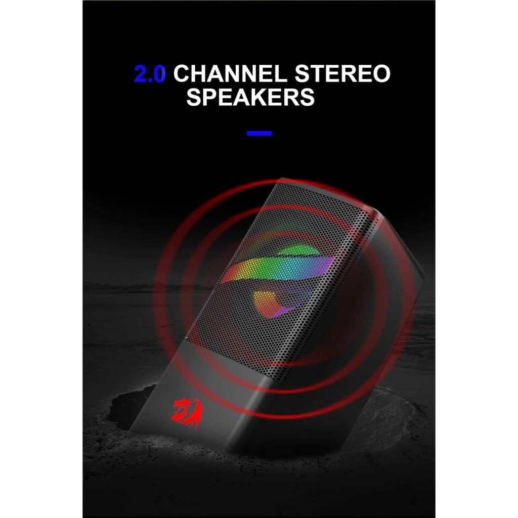 REDRAGON GS530 AIR RGB Desktop Speakers, 2.0 Channel Stereo USB Powered + 3.5mm Cable