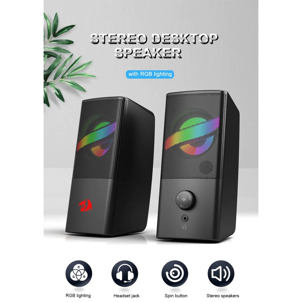 REDRAGON GS530 AIR RGB Desktop Speakers, 2.0 Channel Stereo USB Powered + 3.5mm Cable