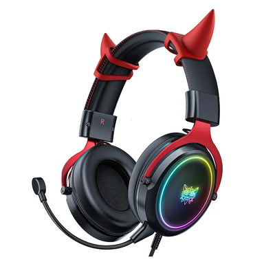 onikuma X10 RGB Wired Gaming Headset Detachable Horns & Mic