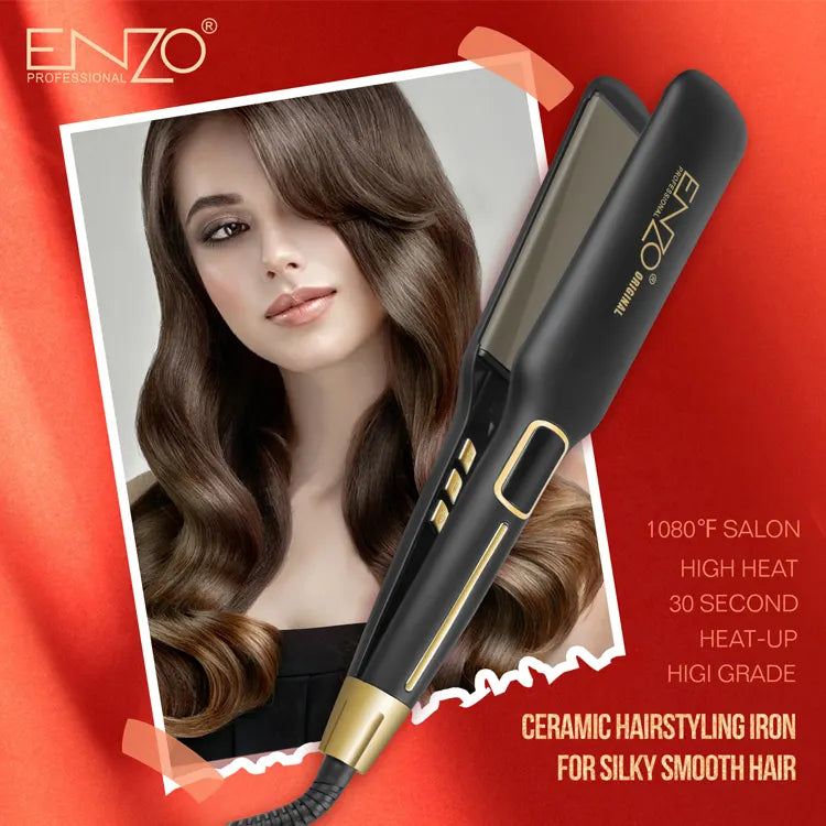 ENZO EN-3976 Professional portable travel fast ceramic titanium wide plate ionic flat iron Salon tourmaline hair straightener Wholesale