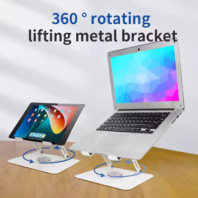 High-quality metal iPad & tablet holder with stable base, adjustable design, 360° rotation & flexible height. Durable build supports mobiles & tablets for a safe, comfortable experience at home or office.