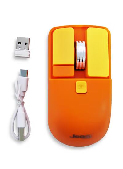 JeDEL Wireless 5D Optical Ergonomic Mouse , WD144 Dual Mode Connection 2.4GHz , 1600 DPI 400 mAH , Stable Operation , Cute and Comfortable Design , Colourfull and Varied , Plug and Play - Orange