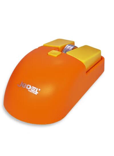 JeDEL Wireless 5D Optical Ergonomic Mouse , WD144 Dual Mode Connection 2.4GHz , 1600 DPI 400 mAH , Stable Operation , Cute and Comfortable Design , Colourfull and Varied , Plug and Play - Orange