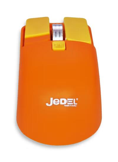 JeDEL Wireless 5D Optical Ergonomic Mouse , WD144 Dual Mode Connection 2.4GHz , 1600 DPI 400 mAH , Stable Operation , Cute and Comfortable Design , Colourfull and Varied , Plug and Play - Orange