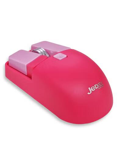 JeDEL Wireless 5D Optical Ergonomic Mouse , WD144 Dual Mode Connection 2.4GHz , 1600 DPI 400 mAH , Stable Operation , Cute and Comfortable Design , Colourfull and Varied , Plug and Play - Pink