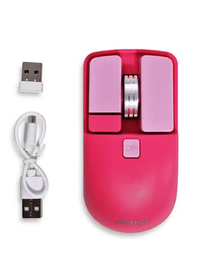 JeDEL Wireless 5D Optical Ergonomic Mouse , WD144 Dual Mode Connection 2.4GHz , 1600 DPI 400 mAH , Stable Operation , Cute and Comfortable Design , Colourfull and Varied , Plug and Play - Pink