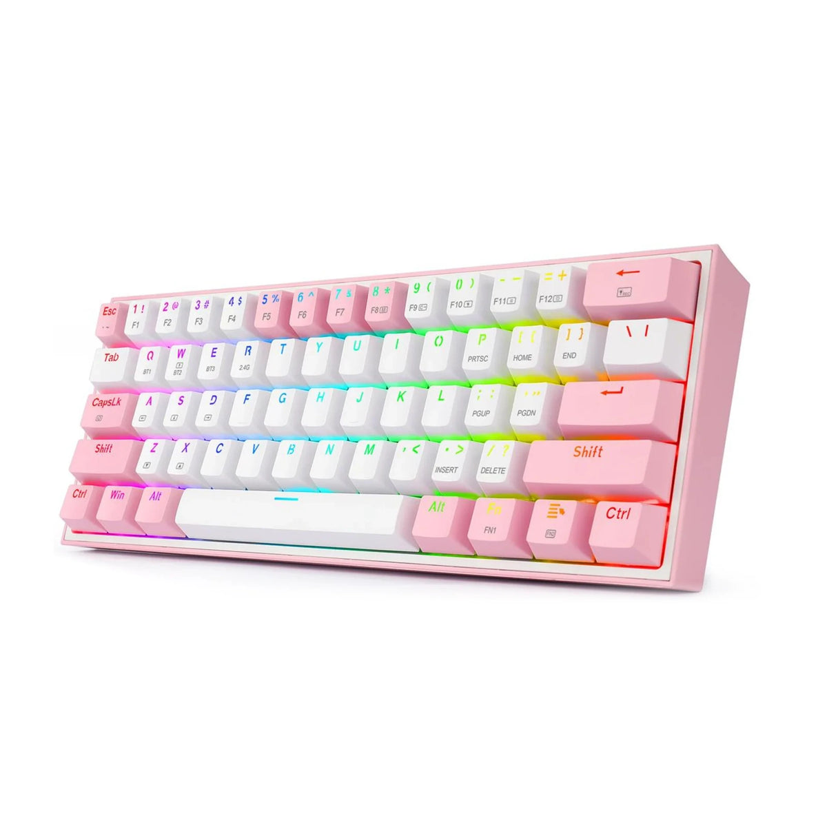 Redragon K616 Fizz Pro 60% Mechanical Gaming Keyboard Red Switches White and Pink