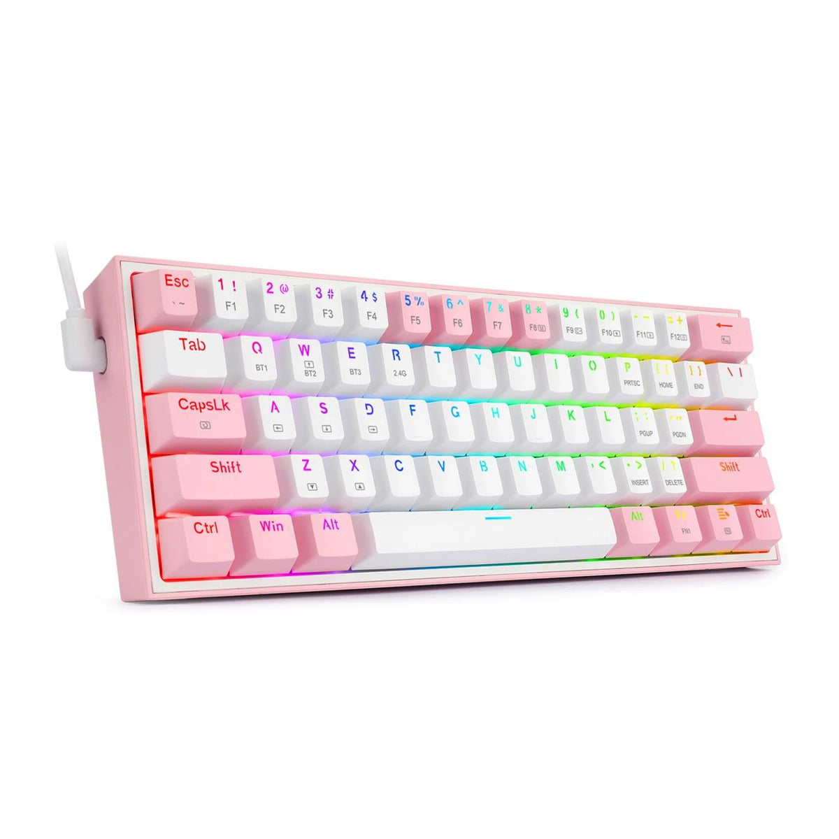 كيبورد جيمنج Redragon K616 Fizz Pro ميكانيكال 60% أبيض ووردي
