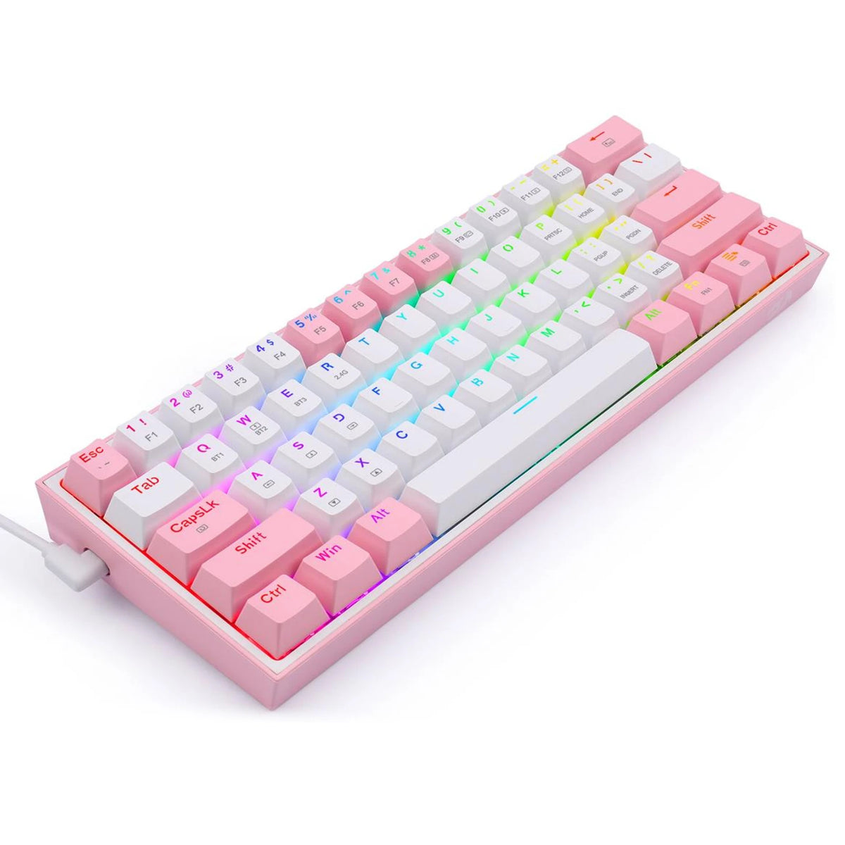 Redragon K616 Fizz Pro 60% Mechanical Gaming Keyboard Red Switches White and Pink