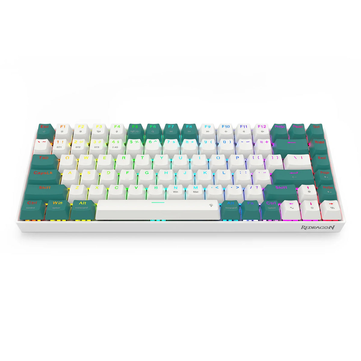 Redragon K678WG-RGB-PRO Singed Pro 82% Wireless Mechanical Gaming Keyboard White and Green