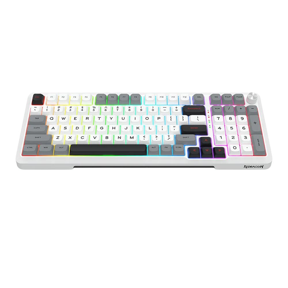 Redragon K688WGL-RGB-PRO 98-Key Wireless Mechanical Gaming Keyboard White/Black/Grey