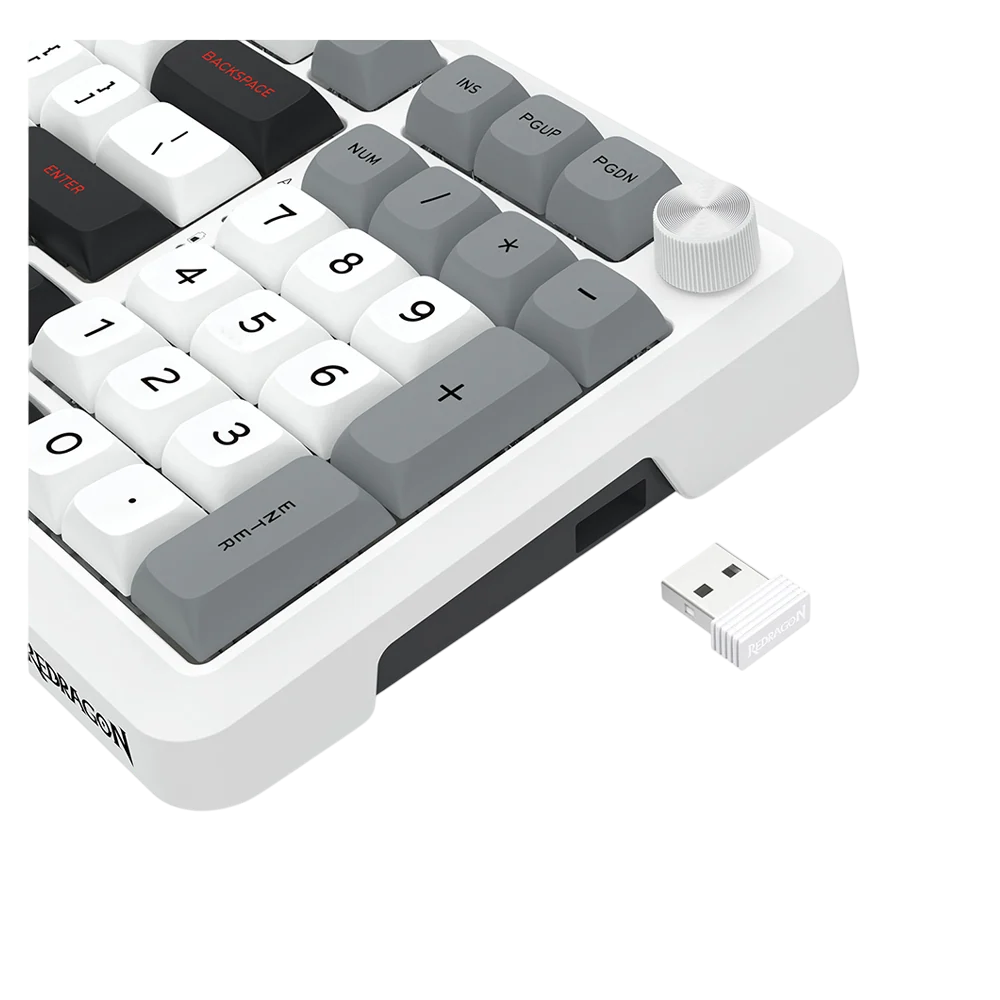 Redragon K688WGL-RGB-PRO 98-Key Wireless Mechanical Gaming Keyboard White/Black/Grey