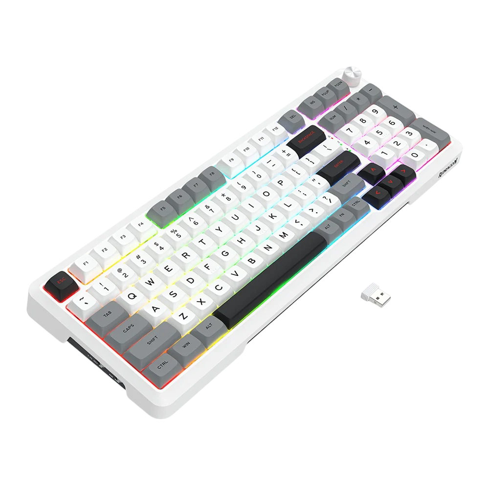 Redragon K688WGL-RGB-PRO 98-Key Wireless Mechanical Gaming Keyboard White/Black/Grey