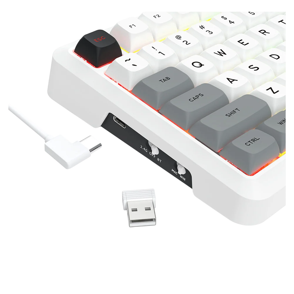 Redragon K688WGL-RGB-PRO 98-Key Wireless Mechanical Gaming Keyboard White/Black/Grey