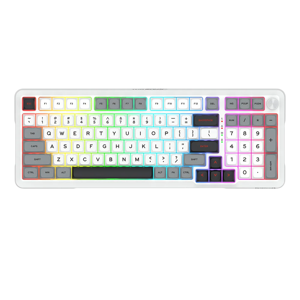 Redragon K688WGL-RGB-PRO 98-Key Wireless Mechanical Gaming Keyboard White/Black/Grey